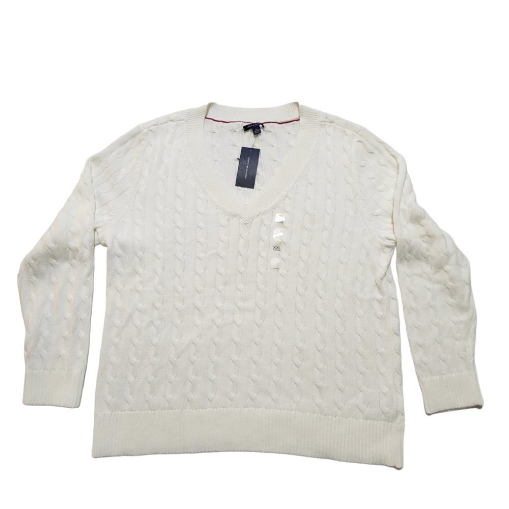 Tommy Hilfiger Men's V-Neck Cable Knit‎ Long Sleeve Sweater Size XXL